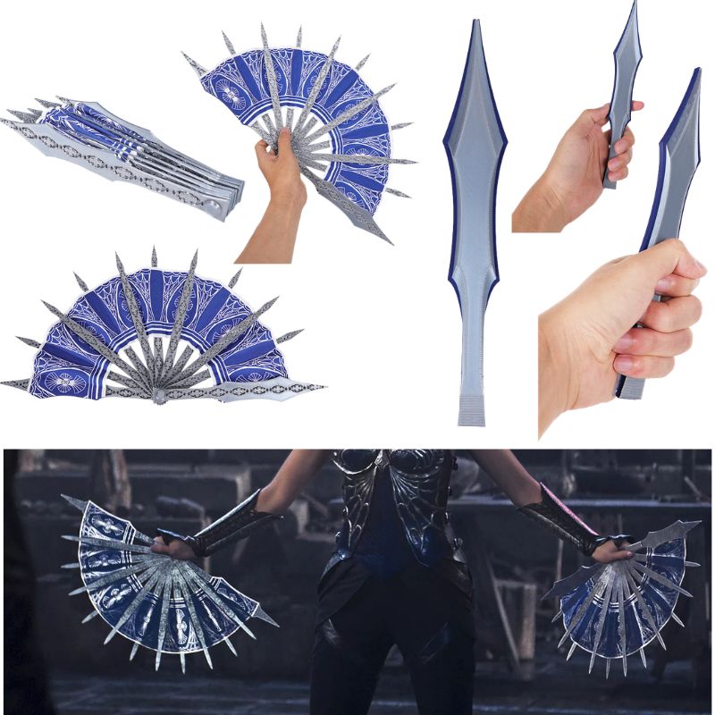 Abanico de Mano Azul MK para C - Cosplay Prop Blueprints reseña y precio